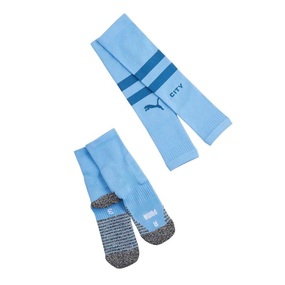 Manchester City FC Mens Striped Football Socks / Blue